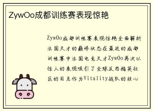 ZywOo成都训练赛表现惊艳