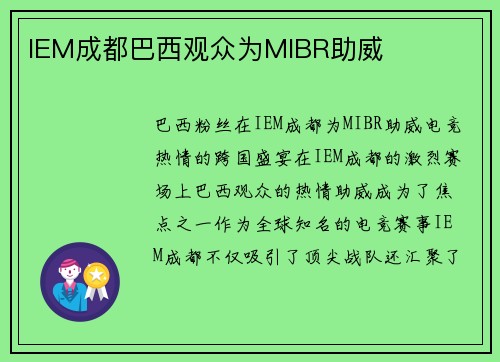 IEM成都巴西观众为MIBR助威